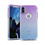 Wholesale iPhone X (Ten) Two Tone Color Hybrid Case (Hotpink Blue)